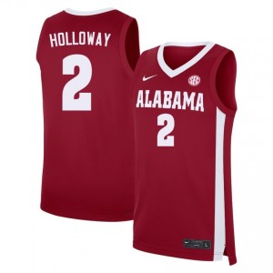 Aden Holloway Alabama Crimson Tide College Basketball Mens Official #2 Jersey - Crimson 348717-716