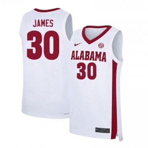 Klark James Bama Men Stitched College Basketball #30 Jerseys - White 782960-929