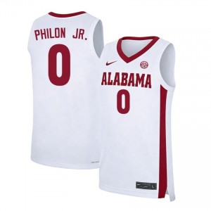 Labaron Philon Jr. Alabama Embroidery College Basketball #0 Men's Jersey - White 573468-711