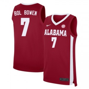 Taylor Bol Bowen Bama College Basketball #7 Stitched Men Jersey - Crimson 145422-139