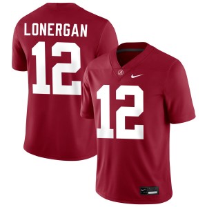 Dylan Lonergan The Tide Men's College Football #12 Game Jersey - Crimson 985894-703
