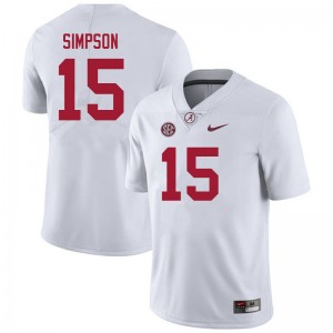 Ty Simpson Roll Tide College Football #15 Men Game Jersey - White 510409-624