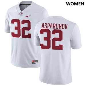 Alex Asparuhov Bama College Football Women's Stitched #32 Jerseys - White 596543-718