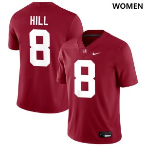 Justin Hill Crimson #8 Women's College Football Game Jersey - Crimson 820707-861