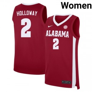 Aden Holloway Bama #2 University College Basketball Women Jerseys - Crimson 944451-880