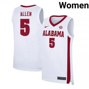 Amari Allen Bama College Basketball #5 Womens NCAA Jersey - White 572050-198