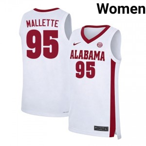 Houston Mallette Alabama College Basketball University Women #95 Jerseys - White 835663-253
