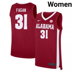 Jack Fagan Crimson Tide College Basketball #31 Official Women's Jerseys - Crimson 135008-771
