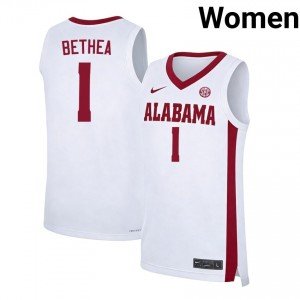 Jalil Bethea The Tide College Basketball NCAA #1 Women's Jerseys - White 573287-644