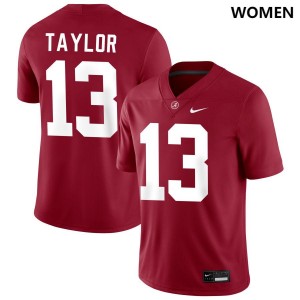 Ivan Taylor Bama College Football #13 Player Women's Jerseys - Crimson 387634-541