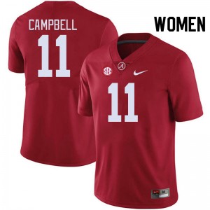 Jihaad Campbell Roll Tide Stitched Womens #11 College Football Jerseys - Crimson 461546-944