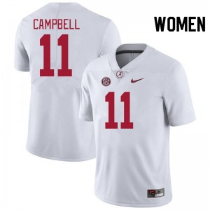 Jihaad Campbell Alabama Womens #11 College Football Stitched Jerseys - White 137683-612