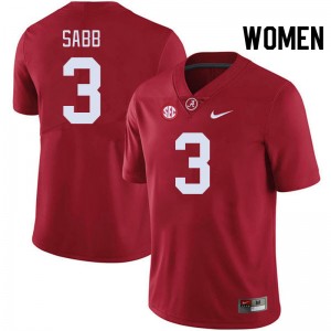 Keon Sabb University of Alabama University #3 College Football Womens Jersey - Crimson 506038-463