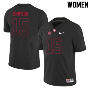 Ty Simpson Crimson Stitched #15 Womens College Football Jersey - Black 455056-779