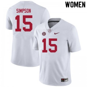 Ty Simpson The Tide College Football #15 Player Women's Jersey - White 481350-686
