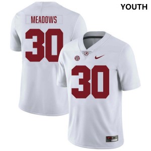 Derek Meadows Alabama Youth University College Football #30 Jerseys - White 281412-578
