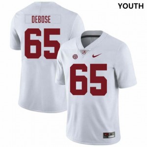 Micah DeBose Alabama College Football Youth #65 NCAA Jersey - White 875072-594