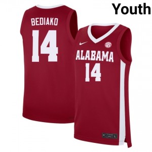 Charles Bediako Bama College Basketball Official Youth #14 Jerseys - Crimson 589034-380