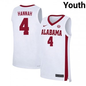 Davion Hannah Alabama 2025-26 Youth #4 College Basketball Jerseys - White 410889-907