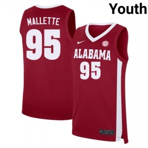 Houston Mallette The Tide NCAA College Basketball #95 Youth Jerseys - Crimson 904402-586