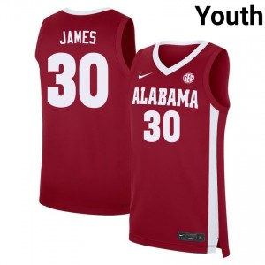Klark James Alabama Limited #30 Youth College Basketball Jerseys - Crimson 740136-711