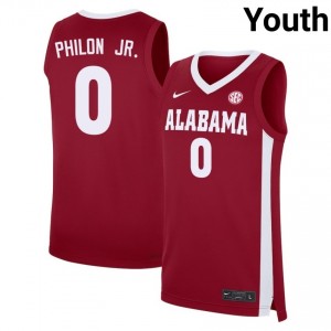 Labaron Philon Jr. Bama #0 Game College Basketball Youth Jersey - Crimson 917593-997