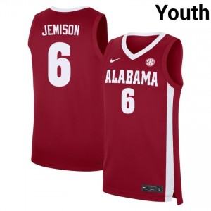 London Jemison Roll Tide Player #6 College Basketball Youth Jerseys - Crimson 543041-700