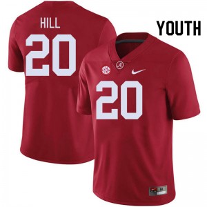 Daniel Hill University of Alabama Embroidery #20 College Football Youth Jerseys - Crimson 469466-766