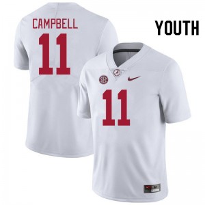 Jihaad Campbell Crimson Youth #11 College Football Stitched Jerseys - White 933903-173