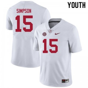 Ty Simpson University of Alabama #15 Youth College Football Game Jersey - White 644631-304