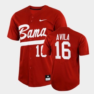 Alex Avila Roll Tide Full-Button #16 College Baseball Men's Jerseys - Crimson 189121-717