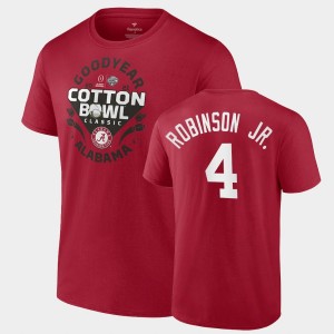 Brian Robinson Jr. Alabama Crimson Tide Men's #4 College Football 2021 Cotton Bowl CFP T-Shirt - Crimson 922357-636