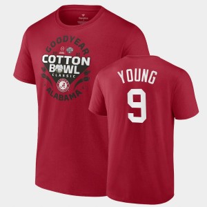Bryce Young Roll Tide 2021 Cotton Bowl CFP College Football Mens #9 T-Shirt - Crimson 974918-444