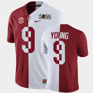 Bryce Young Crimson College Football #9 Men's 2022 National Championship Split Edition Jersey - Crimson White 114072-882