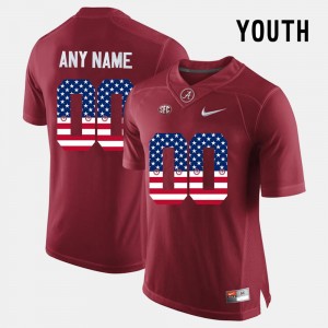 Custom Bama Youth US Flag Fashion #00 2025-26 Jersey - Crimson 655991-583