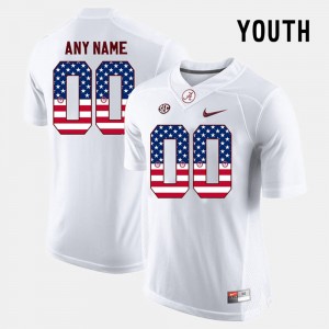Custom University of Alabama Youth #00 US Flag Fashion Limited Jersey - White 523129-347