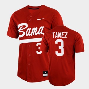 Dominic Tamez University of Alabama 2022 Full-Button College Baseball #3 Men's Jersey - Crimson 513188-198