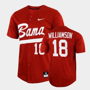 Drew Williamson Roll Tide #18 College Baseball Men's 2022 Full-Button Jersey - Crimson 328541-289