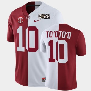 Henry To'oTo'o Crimson #10 Men College Football 2022 National Championship Split Edition Jerseys - Crimson White 645392-575