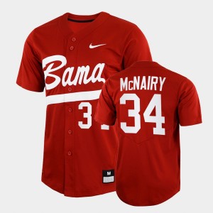 Jacob McNairy Alabama 2022 Full-Button #34 Mens College Baseball Jersey - Crimson 792418-478