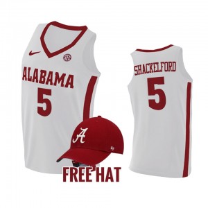Jaden Shackelford University of Alabama College Basketball #5 Free Hat Men Jerseys - White 344027-168
