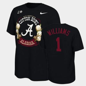 Jameson Williams Crimson 2021 Cotton Bowl Locker Room College Football #1 Men's T-Shirt - Black 954659-658