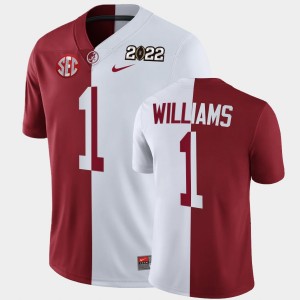 Jameson Williams Bama #1 2022 National Championship Split Edition Men's College Football Jersey - Crimson White 849118-512