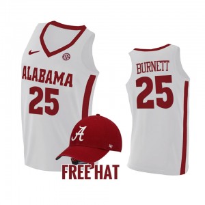 Nimari Burnett University of Alabama #25 Free Hat College Basketball Mens Jersey - White 201330-413