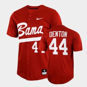 Zane Denton Roll Tide College Baseball #44 2022 Full-Button Men's Jersey - Crimson 949468-482