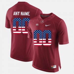 Custom Crimson US Flag Fashion #00 University Mens Jerseys - Crimson 839803-114