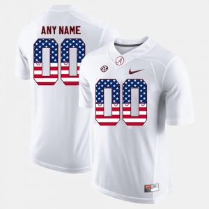 Custom Bama Mens US Flag Fashion #00 Official Jersey - White 492642-977