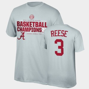 Alex Reese Bama #3 2021 SEC Men's Basketball Regular Season Champions 2021 SEC Basketball Regular Season Champions Top of the World Tee Men's T-Shirt - Gray 562352-934