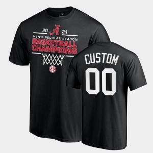 Custom Bama #00 Mens 2021 SEC Basketball Regular Season Champions Tee 2021 SEC Men's Basketball Regular Season Champions T-Shirt - Black 659668-242