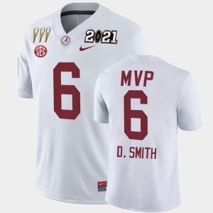 DeVonta Smith Alabama Crimson Tide 3X CFP National Championship MVP Mens #6 Jersey - White 206067-734